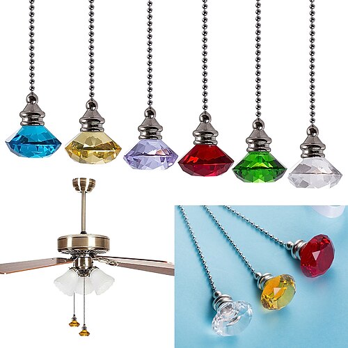 

Crystal Pendant Lighting Diamond Ball Fan Lamp Pull Rope Chain Ball European Style