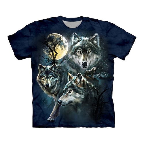 

Men's T shirt Tee Tee Graphic Animal Wolf Crew Neck Clothing Apparel 3D Print Outdoor Casual Short Sleeve Print Vintage Fashion Designer