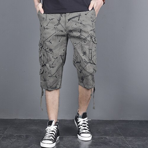 

Men's Cargo Shorts Shorts Capri Pants Hiking Shorts Leg Drawstring Multi Pocket Camouflage Comfort Wearable Calf-Length Casual Daily Going out 100% Cotton Sports Stylish ArmyGreen Light Green