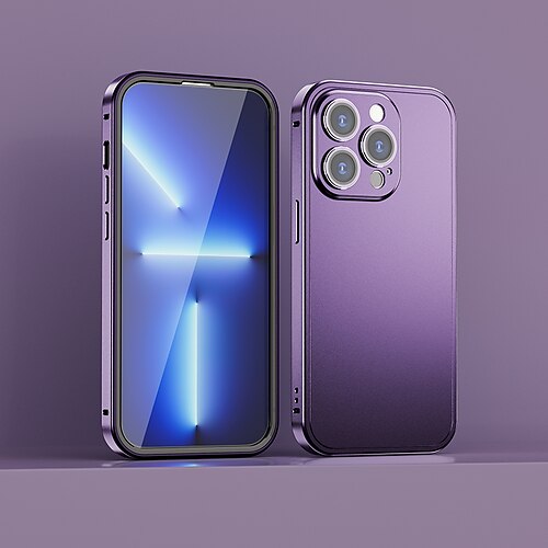 

teléfono Funda Para Apple Funda Trasera iPhone 14 Pro Max Plus iPhone 13 Cromado Protector de lente de cámara Antigolpes Color sólido Vidrio Templado Metal