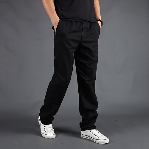 

Per uomo Pantaloni cargo Pantaloni Pantaloni casual Tasche Gamba dritta Liscio Comfort Indossabile Informale Giornaliero Per uscire 100% cotone Sportivo Moda Nero Cachi