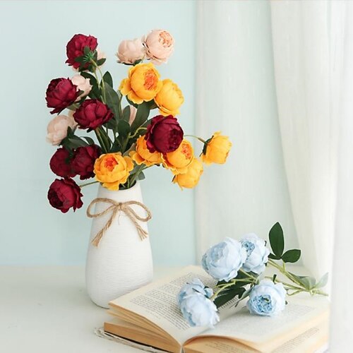 

2PCS 7 Head Exquisite Peony Silk Cloth Simulation Flower Living Room Decoration Decoration Wedding Flowers 77CM