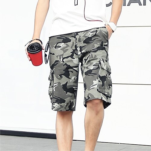 

Men's Cargo Shorts Shorts Hiking Shorts Multi Pocket Straight Leg Camouflage Comfort Wearable Knee Length Outdoor Daily 100% Cotton Sports Stylish Black / White Light Green