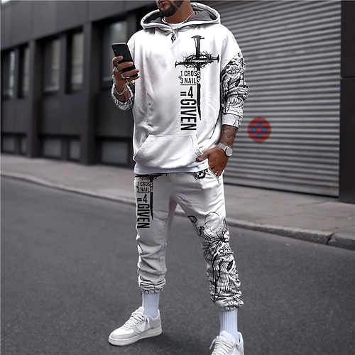 Mens Hip Hop Tracksuit 2 Piece Casual Pants Jacket Sweatsuit Sweatshirt Set