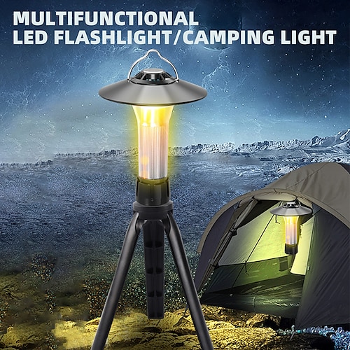 

LED-lommelykt utendørs oppladbare campinglys med stativ og lampeskjerm flere campinglys med sterk magnet 3 lysmodus
