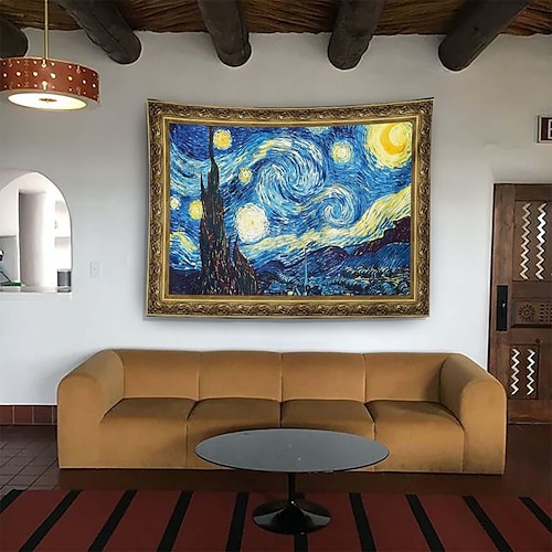 

van gogh parede tapeçaria arte decoração famoso pintura fotografia pano de fundo cobertor cortina pendurado casa quarto sala de estar decoração noite estrelada