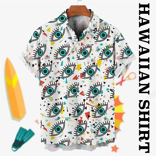 

Men's Shirt Summer Hawaiian Shirt Graphic Prints Eye Turndown Pink Green Street Casual Short Sleeves Button-Down Print Clothing Apparel Tropical Fashion Hawaiian Designer