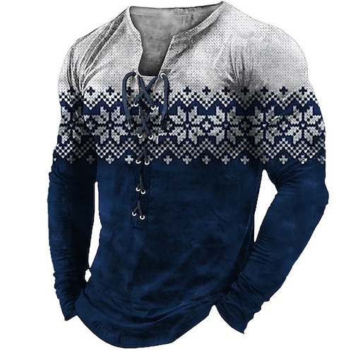 

Per uomo maglietta Magliette Pop art Fiocco di neve Colletto Abbigliamento Stampa 3D Informale Giornaliero Manica lunga Lacci Stampa Di tendenza Originale Comodo