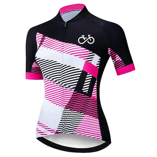 

21Grams Femme Maillot Velo Cyclisme Manche Courte Cyclisme Top avec 3 poches arrière VTT Vélo tout terrain Vélo Route Respirable Evacuation de l'humidité Séchage rapide Bandes Réfléchissantes Noir
