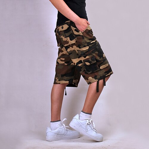

Men's Cargo Shorts Shorts Hiking Shorts Multi Pocket Straight Leg Camouflage Comfort Wearable Knee Length Outdoor Daily Sports Stylish Blue Green
