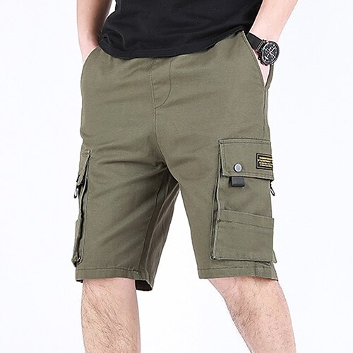 

Men's Cargo Shorts Shorts Hiking Shorts Drawstring Elastic Waist Multi Pocket Plain Comfort Wearable Knee Length Casual Daily Going out Cotton Blend Sports Stylish ArmyGreen Black