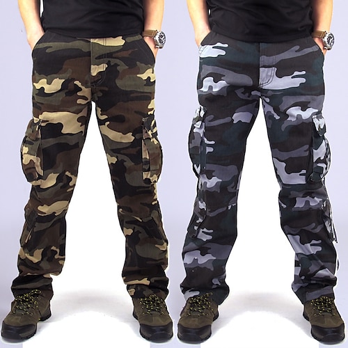 

Per uomo Pantaloni cargo Pantaloni Coulisse sulle gambe 8 Tasche Stampa Mimetico Comfort Esterno Giornaliero Per uscire 100% cotone Di tendenza Streetwear Verde militare Blu