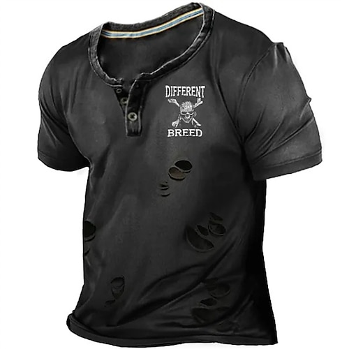 

Herre Henly-skjorte T-skjorter Grafisk Bokstaver Henley Klær 3D-utskrift utendørs Avslappet Kortermet Knapp ned Trykt mønster Mote Designer Bekvem