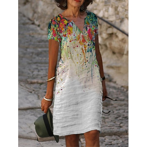 

Per donna Vestito casual Abito a T shirt Vestito a trapezio Floreale Stampa A V Vestito longuette Attivo Di tendenza Esterno Giornaliero Manica corta Morbido Giallo Blu Verde Primavera Estate S M L