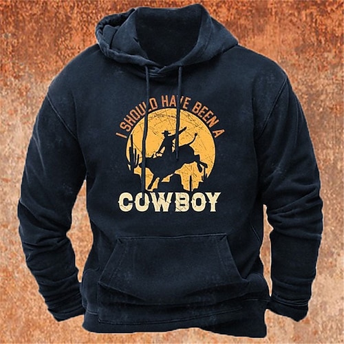 

Men's Pullover Hoodie Sweatshirt Black Navy Blue Royal Blue Brown Hooded Graphic Prints Print Daily Sports 3D Print Basic Streetwear Designer Spring Fall Clothing Apparel West Cowboy Hoodies