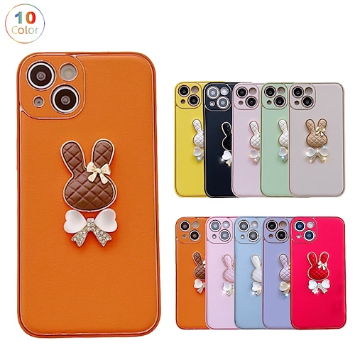 

teléfono Funda Para Apple Funda Trasera iPhone 14 13 12 11 Plus Pro Max Diamantes Sintéticos Cromado Protector de cuerpo completo Caricatura Conejo TPU Cuero de PU