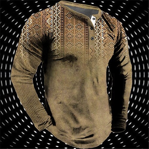 

Per uomo Plus Size Camicia Henley Grande e alto Pop art Henley Manica lunga Primavera & Autunno Essenziale Di tendenza Streetwear Comodo Informale Sport Top