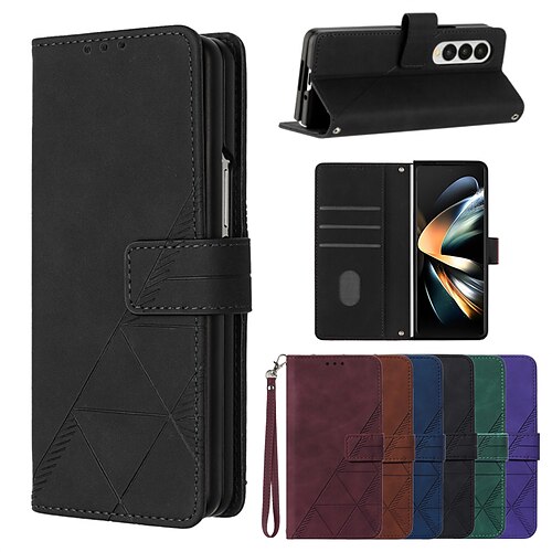 

Phone Case For Samsung Galaxy Wallet Card Z Fold 4 Z Fold 3 Wallet Flip Full Body Protective Solid Colored TPU PU Leather