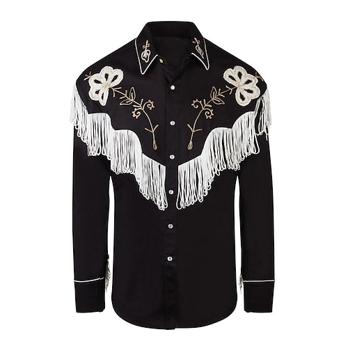 

Hombre Camisa camisa occidental Floral Estampados Cuello Vuelto Negro Blanco negro Amarillo Rojo Exterior Calle Manga Larga Abotonar Estampado Ropa Moda Ropa de calle Design estilo occidental