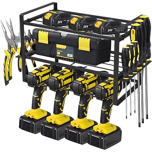 

Power Tool Organizer 4/5/7 Layers Garage Tool Organizers and Storage Drill Holder Wall Mount Storage Rack for Cordless Drill Heavy Duty Tool shelf with Screwdriver Holder/Pliers Holder/Hammer Holder