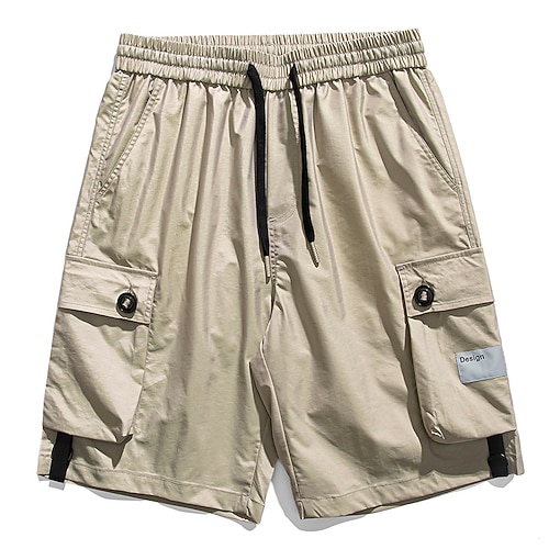 

Men's Cargo Shorts Shorts Drawstring Elastic Waist Multi Pocket Plain Comfort Breathable Knee Length Outdoor Daily Going out Sports Stylish Black Deep Blue