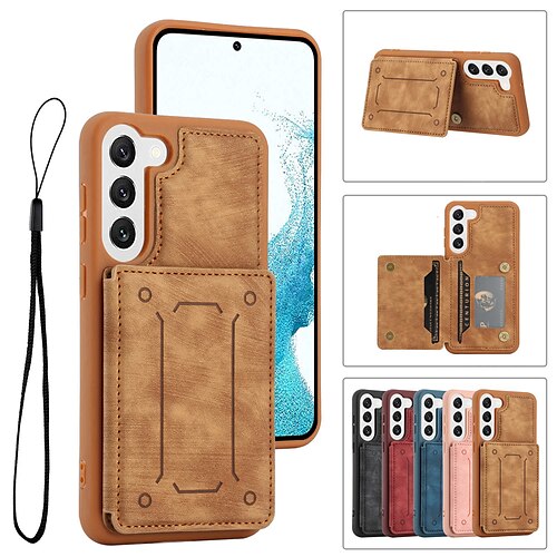 

Phone Case For Samsung Galaxy Back Cover S23 S22 S21 S20 Plus Ultra Dustproof with Wrist Strap Shockproof Solid Colored TPU PU Leather