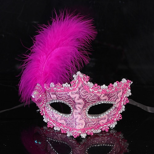 Pink Feather Masquerade Masks for Masquerade Ball Enchanted Party Mask by