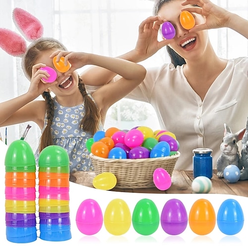 

24/50Pcs Fillable Easter Plastic Egg Creative Easter Gift Box Kids Toy Decoration for Home Wedding Birthday Party DIY Crafts