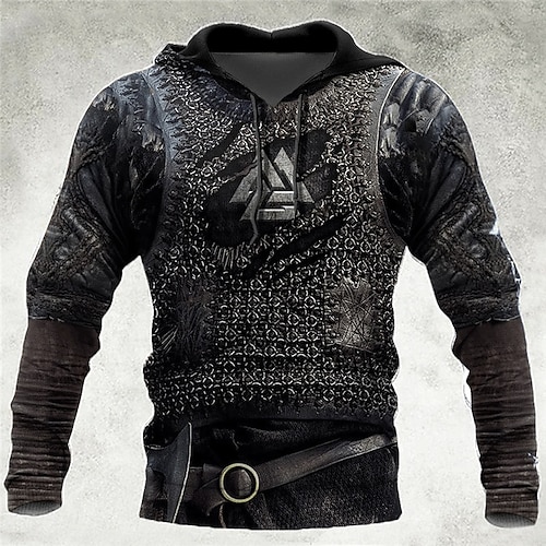 

Per uomo Felpa con cappuccio pullover Nero Con cappuccio Stampe astratte Armatura Stampa Giornaliero Sport Stampa 3D Essenziale Streetwear Originale Primavera & Autunno Abbigliamento Felpe con