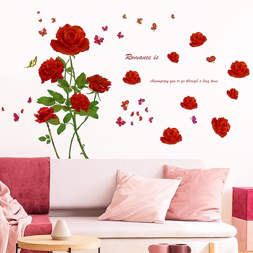 

Floral Plants Wall Stickers Bedroom / Living Room, Pre-pasted PVC Home Decoration Wall Decal 2pcs