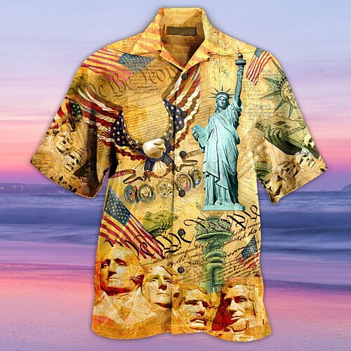 

Men's Shirt Summer Hawaiian Shirt Graphic Prints Vintage Turndown Yellow Casual Holiday Short Sleeve Button-Down Print Clothing Apparel Tropical Fashion Hawaiian Soft