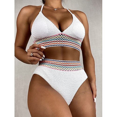 

Women's Swimwear Bikini Normal Swimsuit 2 Piece Solid Color Black White Blue Bathing Suits Sports Summer