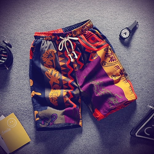 

Per uomo Boxer da surf Pantaloncini da mare Boxer da mare Pantaloncini estivi Pantaloncini da spiaggia A cordoncino Vita elastica Stampa 3D Pop art Color Block Traspirante Morbido Breve Informale