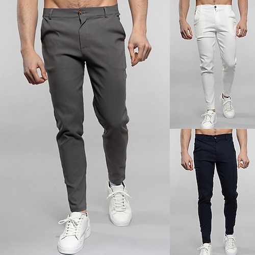 

Per uomo Pantaloni Pantaloni casual Tasche Liscio Comfort Esterno Giornaliero Per uscire 100% cotone Di tendenza Streetwear Nero Bianco