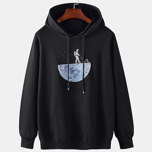 

Homens Moletom Preto Amarelo Vermelho Com Capuz Desenho Animado Estampas Abstratas Desportos e Ar livre Diário Esportes Impressão A Quente Básico Roupa de rua Casual Primavera Outono Roupa Moletons