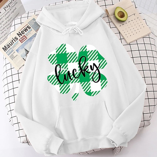 

St. Patrick's Day Shamrock Irish Hoodie Anime Front Pocket Graphic Hoodie For Men's Women's Unisex Adults' Hot Stamping 100% Polyester Casual Daily