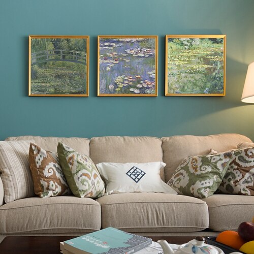 

3 Panels Famous Prints Monet Wall Art Modern Picture Home Decor Wall Hanging Gift With Inner Frame 12'' x 12'' (30x30cm)