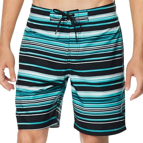 

Men's Board Shorts Swim Shorts Swim Trunks Summer Shorts Beach Shorts Drawstring Elastic Waist Stripe Comfort Short Casual Holiday Beach Hawaiian Stylish Blue Light Blue