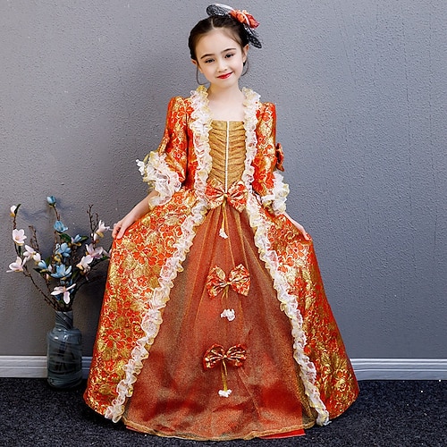 

Prinsesse Shakespeare Gotisk Rokoko Vintage Inspireret Middelalderkostumer Kjoler Festkostume Maskerade Pige Kostume Årgang Cosplay Fest Fødselsdag Ferie ¾ Ærme Længde Balkjole Kjole Halloween