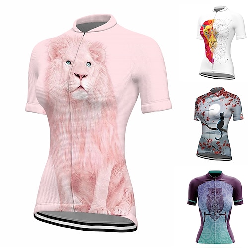 

21Grams Mulheres Camisa para Ciclismo Manga Curta Moto Blusas com 3 bolsos traseiros Ciclismo de Montanha Ciclismo de Estrada Respirável Pavio Humido Secagem Rápida Tiras Refletoras Branco Rosa claro