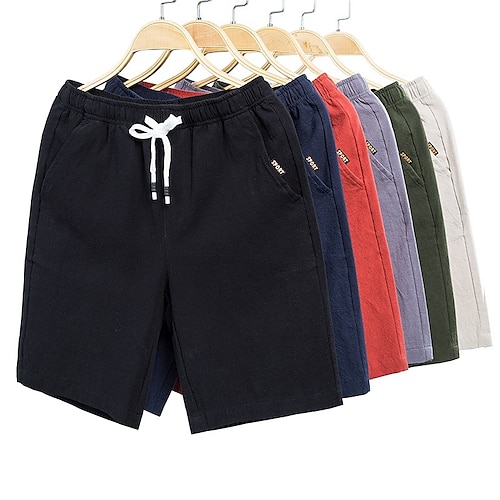 

Herren Shorts Kurze Hosen Leinenshorts Kurze Hosen Sommer-Shorts Strandshorts Kurze Hosen Tasche Kordelzug Elastische Taille Glatt Komfort Atmungsaktiv Kurz Outdoor Täglich Strassenmode Leinen