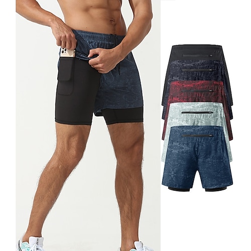 

Herre Løbeshorts Træningsshorts 2 i 1 med telefonlomme Underdele Atletisk atletiktøj Spandex Åndbart Blød Komprimering Yoga Fitness Løb Sportstøj Sportstøj Sort Lysegrøn Bordeaux