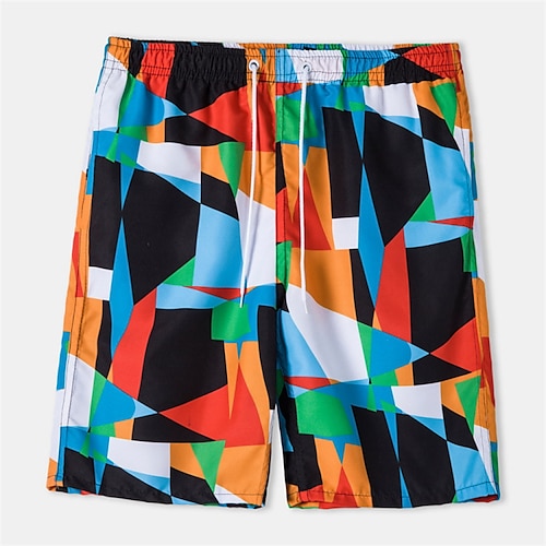 

Herre Surfeshorts Badeshorts Sommershorts Strandshorts Snorer Elastisk midje 3D-utskrift Grafisk Fargeblokk Pustende Myk Kort Avslappet Daglig Ferie Hawaiisk Oransje Mikroelastisk
