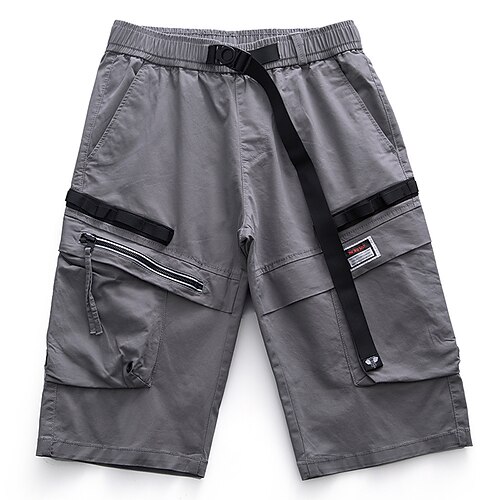 

Men's Cargo Shorts Shorts Elastic Waist Multi Pocket Plain Comfort Wearable Knee Length Outdoor Daily Going out 100% Cotton Sports Stylish ArmyGreen Black