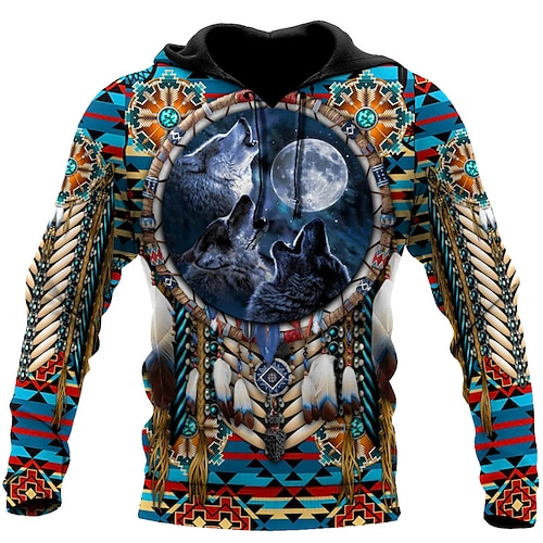 

Homens Moletom com capuz Azul Com Capuz Animal Lobo Estampas Abstratas Imprimir Diário Esportes Impressão 3D Básico Roupa de rua Designer Primavera Outono Roupa Moletons Moletons