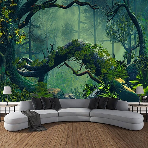 

Волшебный лесной пейзаж настенный гобелен художественный декор фотография фон одеяло занавеска висит дома спальня гостиная украшение