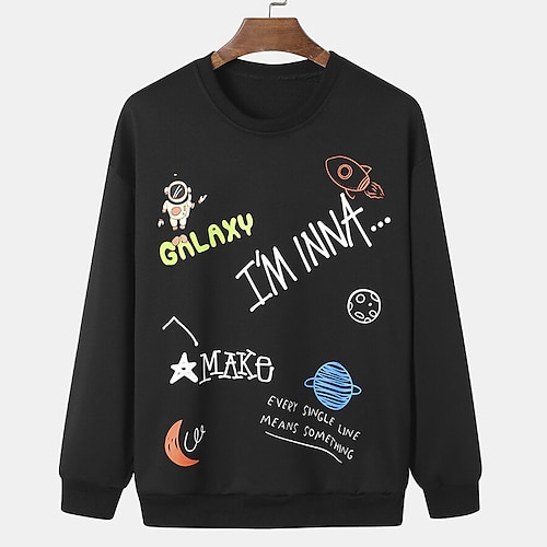 

Men's Sweatshirt Black White Crew Neck Letter Graphic Prints Sports Outdoor Daily Sports Hot Stamping Basic Streetwear Casual Spring Fall Clothing Apparel Hoodies Sweatshirts