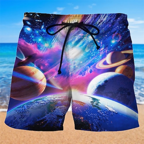 

Per uomo Boxer da surf Pantaloncini da mare Boxer da mare Pantaloncini estivi Pantaloncini da spiaggia A cordoncino Vita elastica Stampa 3D Pop art Fantasia geometrica Traspirante Morbido Breve