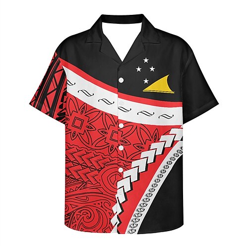 

Men's Shirt Summer Hawaiian Shirt Letter Graphic Prints Geometry Leaves Turndown Red Blue Casual Holiday Short Sleeve Button-Down Print Clothing Apparel Tropical Fashion Hawaiian Soft