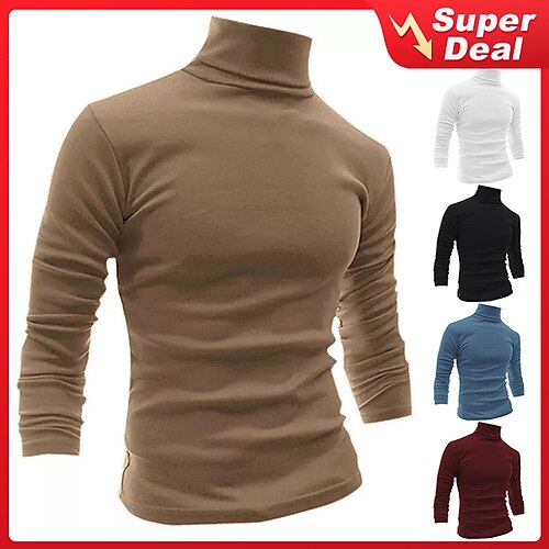 

Men's Turtleneck shirt Long Sleeve Shirt Plain Turtleneck Sports Holiday Long Sleeve Clothing Apparel Basic Casual Comfortable